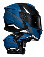 Shiro Dsc Nitro Modular 22.06 Flip Front Matt Black Blue Avattava Moottoripyöräkypärä