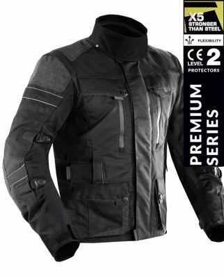 Premium Dynatech Musta Kevlar 17092:2020 Vedenpitävä Mc Kaikkisäätakki