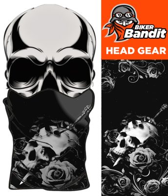 Skull N Roses White Bandanna Kaula Tube Kaulan Lämpötila Balaclava
