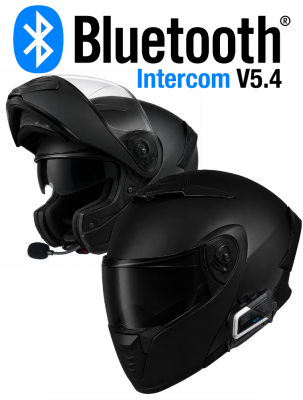 Intercom Mach-22 Bluetooth Matt Black S9Xm Moottoripyöräkypärä