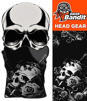 Skull N Roses White Bandanna Kaula Tube Kaulan Lämpötila Balaclava