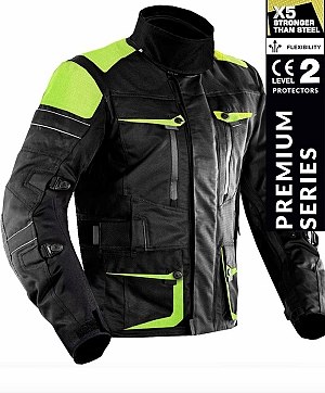 Premium Dynatech -Jauho/Musta Kevlar 17092:2020 Vedenpitävä Mc Kaikensään Takki Mcv