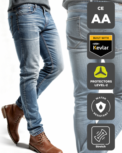 Cruiser V4 Wp Lightblue Jaguar-Aa Kevlar Mp Jeans  Regular Leg