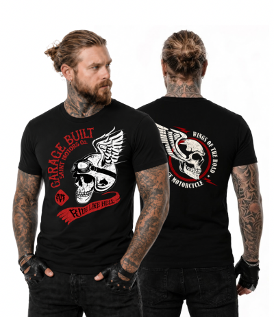 Biker T-Shirt Garage Wings