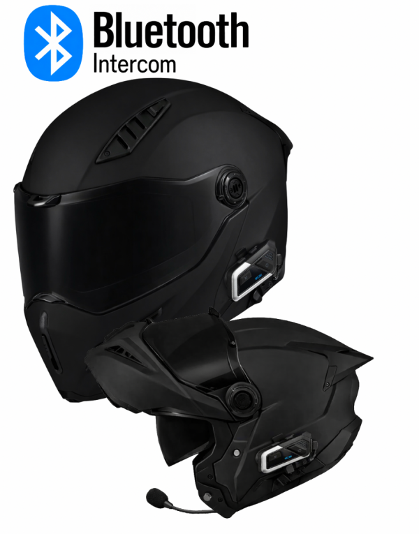 Intercom Ghost Dark Aero Edition 22-06 Matt Black Bluetooth Avattava Mp-Kypärä