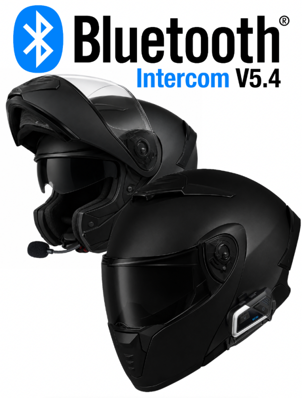 Intercom Mach-22 Bluetooth Matt Black S9Xm Moottoripyöräkypärä