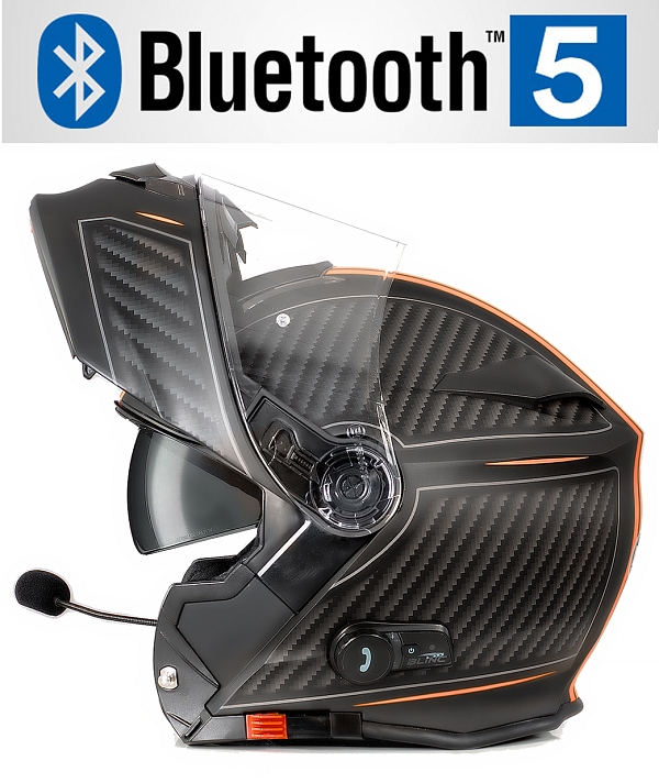 Bluetooth Bullet Hd Matta Oranssi V5 Aurinkosuirto Mc Kypärä