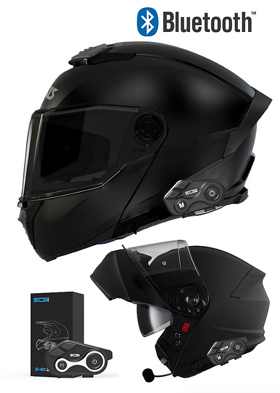 Nighthawk Bluetooth Matt Black S8X Bluetooth 5.1 Moottoripyöräkypärä