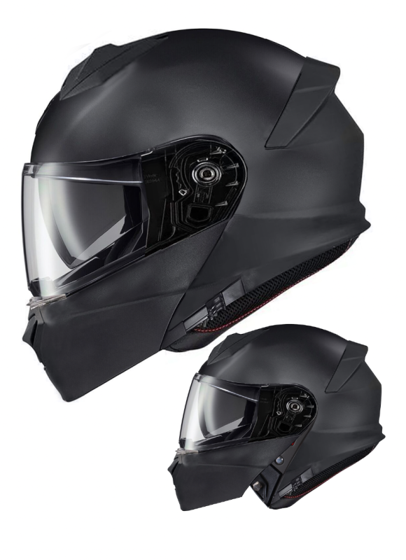 Mach 22-06 Modulaarinen Dark Flip Mattamusta Avattava Mp-Kypärä