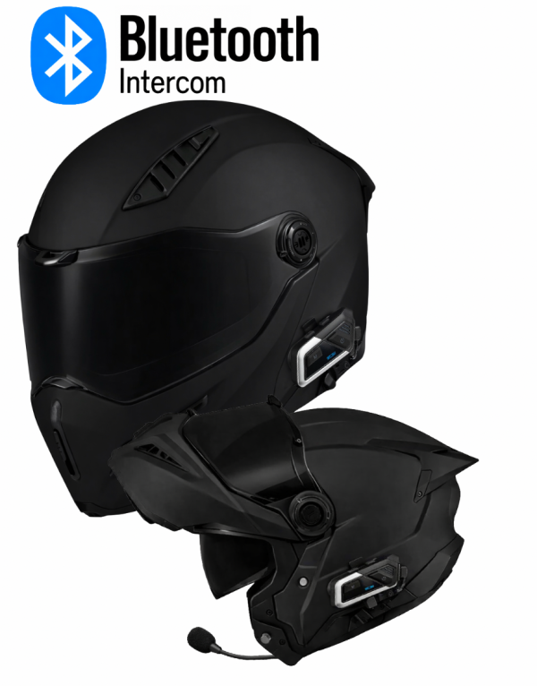 Intercom Ghost Dark Aero Edition 22-06 Matt Black Bluetooth Avattava Mp-Kypärä