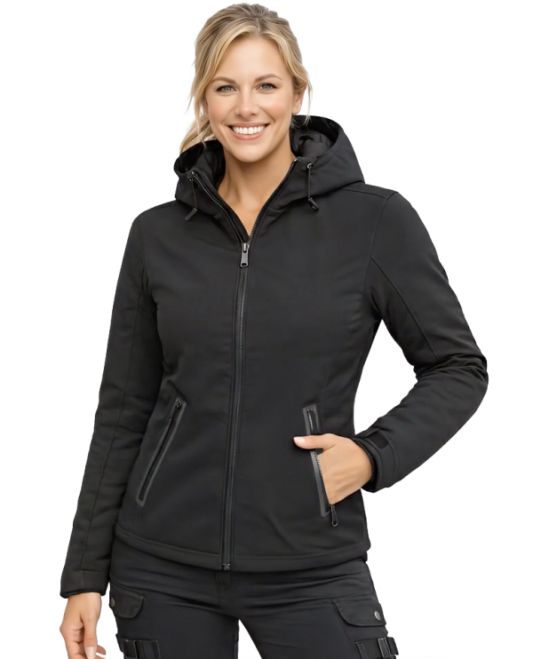 Lady Bandit Armor Full-Black Softshell Ce-Aa Kaikisään Moottoripyörätakki