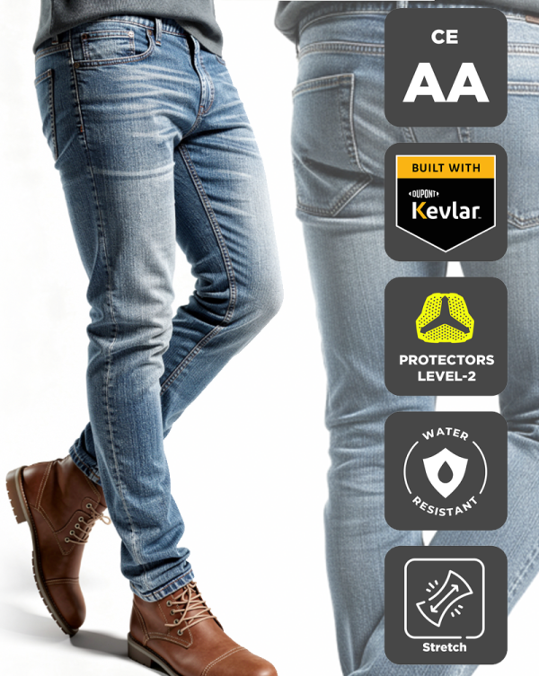 Cruiser V4 Wp Lightblue Jaguar-Aa Kevlar Mp Jeans  Regular Leg