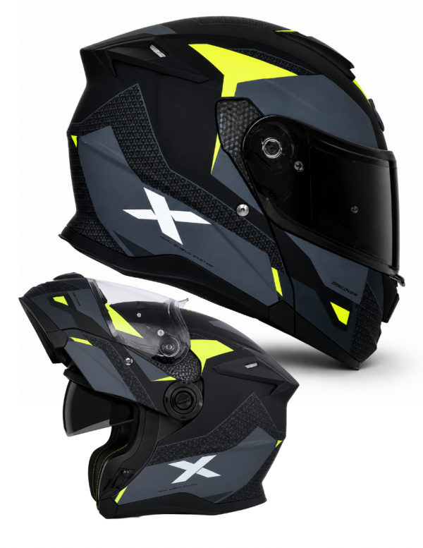 Shiro Dsc Nitro Modular 22.06 Flip Front Matt Black Fluor Avattava Moottoripyöräkypärä