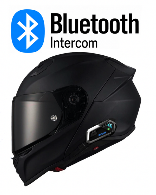 Nighthawk Bluetooth Matt Black S8X Bluetooth 5.1 Moottoripyöräkypärä