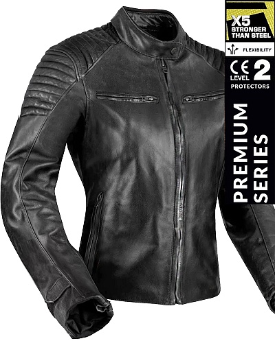 Lady Bandit 92x Disstressed Musta Getnappa Ce Premium Mc Nahkatakki