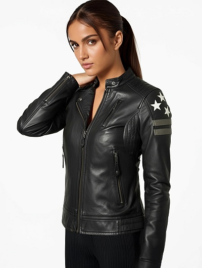 Premium Lioness Lady Musta Nahkatakki