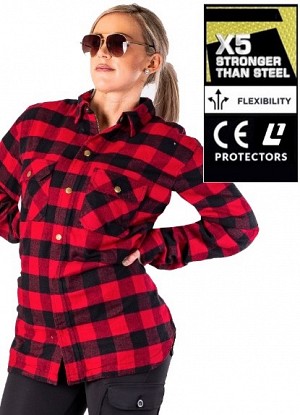 Naisten Kevlar-paita Flanellipunainen Musta Ce 17092:2020 Mc-paita - Mcv