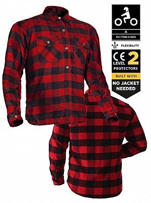 Kevlar-paita Punainen Musta Ce 17092:2020 Flanneli Mc-paita - Mcv